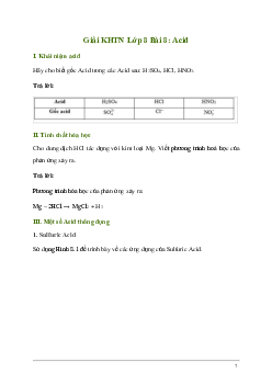 Giải KHTN 8 Bài 8: Acid | Kết nối tri thức
