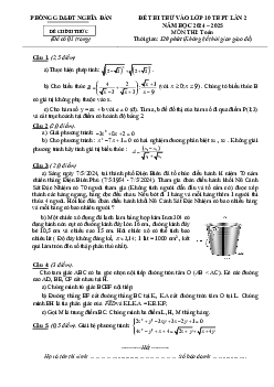 Đề thi thử Toán vào lớp 10 lần 2 năm 2024 – 2025 phòng GD&ĐT Nghĩa Đàn – Nghệ An
