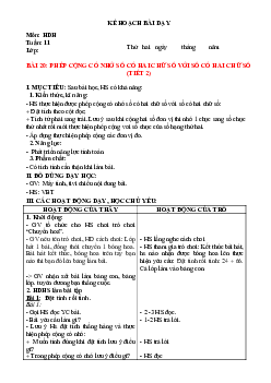 Giáo án buổi chiều môn Toán 2 sách Kết nối tri thức với (Cả năm) | Tuần 11