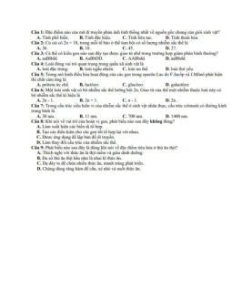 Đề thi thử THPT Quốc gia 2021 môn Sinh trường Quảng Xương 1 lần 2 có đáp án