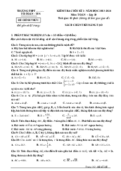 Đề thi học kì 1 môn Toán 10 năm 2023 - 2024 sách Chân trời sáng tạo đề 1