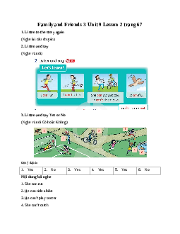 Family and Friends 3 Unit 9 He can run Lesson 2 trang 67