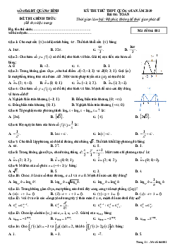Đề thi thử THPT Quốc gia 2019 môn Toán sở GD&ĐT Quảng Bình