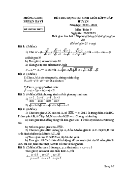 Đề học sinh giỏi Toán 9 cấp huyện năm 2023 – 2024 phòng GD&ĐT Ba Vì – Hà Nội