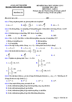 Đề kiểm tra chất lượng lần 1 Toán 11 năm 2023 – 2024 trường THPT chuyên Thái Bình
