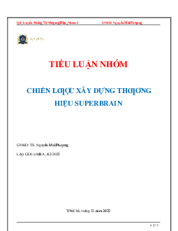 Chiến lược xây dựng thương hiệu Superbrain - Tiểu luận môn Quản trị truyền thông và thương hiệu | Đại học Gia Định
