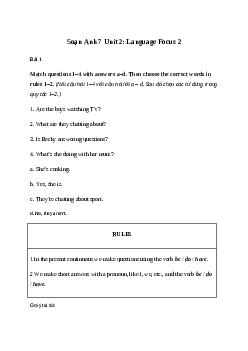 Giải Tiếng Anh 7 Unit 2: Language Focus 2 | Friends Plus