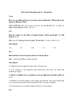 Giải Tiếng Anh 8 Unit 5: Reading | Friends Plus