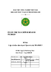 Đề bài: Lập và thẩm định dự án“Quán trà sữa THANKIU” môn Quản trị tài chính   | Học viện Nông nghiệp Việt Nam