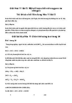 Giải Hóa 11 Bài 5: Một số hợp chất với oxygen của nitrogen | Chân trời sáng tạo