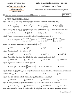 Đề cuối học kì 1 Toán 11 năm 2022 – 2023 trường THPT Nguyễn Dục – Quảng Nam