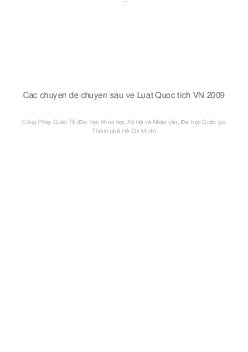 Các chuyên đề chuyên sâu về Luật Quốc tích VN 2009 | Công pháo quốc tế | Đại học Khoa học Xã hội và Nhân văn, Đại học Quốc gia Thành phố HCM