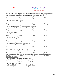 TOP 14 đề thi học kỳ 2 môn Toán lớp 6 (có đáp án)