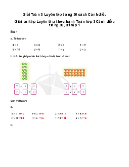 Toán 3: Luyện tập: Giải bài tập Luyện tập, thực hành Toán lớp 3 Cánh diều trang 30, 31 tập 1