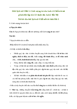 Giải Lịch sử 8 Bài 1: Cách mạng tư sản Anh và Chiến tranh giành độc lập của 13 thuộc địa Anh ở Bắc Mỹ | Kết nối tri thức