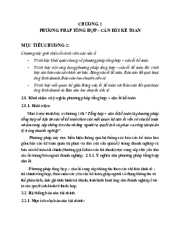 Lý thuyết Chương 2 : Phương pháp tổng hợp – cân đối kế toán học phần Nguyên lý kế toán