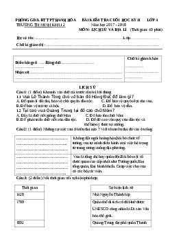 Đề thi học kì 2 môn Lịch sử - Địa lý lớp 4 trường Tiểu học Minh Khai, Thanh Hóa năm 2017 - 2018