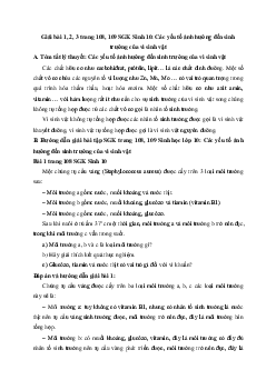 Giải bài tập trang 108, 109 SGK Sinh học lớp 10: Các yếu tố ảnh hưởng đến sinh trưởng của vi sinh vật