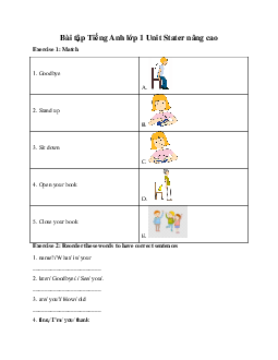 Bài tập Tiếng Anh lớp 1 Unit Starter nâng cao | Explore Our World