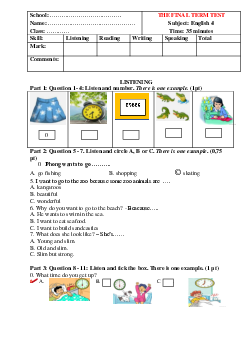 Đề thi học kì 2 môn Tiếng Anh lớp 4 năm 2022 - 2023 | đề 2