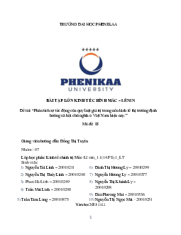 Tiểu luận "Phân tích sự tác động của quy luật giá trị trong nền kinh tế thị trường định hướng xã hội chủ nghĩa ở Việt Nam hiện nay"