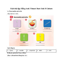 Giải SBT Tiếng Anh 3 Smart Start Unit 8 Food Culture