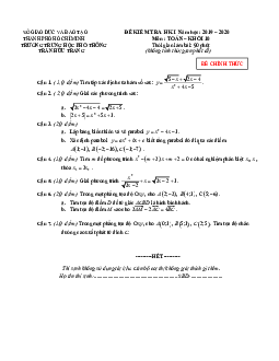 Đề thi HK1 Toán 10 năm 2019 – 2020 trường THPT Trần Hữu Trang – TP HCM