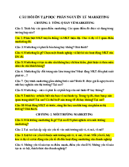 Câu hỏi ôn tập học phần nguyên lý marketing