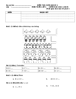 Đề thi Toán lớp 1 học kì 1 | Đề 4 | Kết nối tri thức