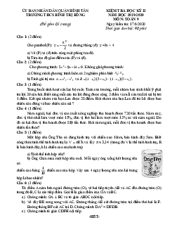 Đề kiểm tra học kì 2 Toán 9 năm 2019 – 2020 trường THCS Bình Trị Đông – TP HCM
