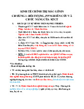 Tóm tắt Kinh tế Chính trị (KTCT) Chương 1: Đối tượng & Phương pháp nghiên cứu Môn Kinh tế chính trị Mác - Lênin | Trường Đại học Tài chính - Marketing