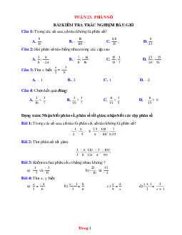 Bài tập Toán 6 bộ kết nối tuần 23 phân số