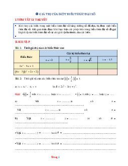 Bài tập toán lớp 7 giá trị của một biểu thức đại số ( có lời giải chi tiết )