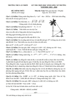 Đề học sinh giỏi Toán 9 năm 2023 – 2024 trường THCS An Nhơn – Lâm Đồng