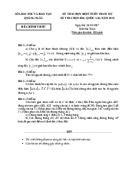 Đề thi chọn đội tuyển tham dự kỳ thi chọn HSG Quốc gia 2018 sở GD và ĐT Quảng Ngãi (Ngày 1)