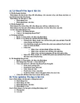 Lý thuyết và bài tập luyện tập Tin học 6 bài 16: Định dạng văn bản | Chân trời sáng tạo