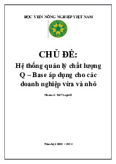 Hệ thống quản lý chất lượngQ – Base áp dụng cho cácdoanh nghiệp vừa và nhỏ môn Quản lý chất lượng sản phẩm   | Học viện Nông nghiệp Việt Nam