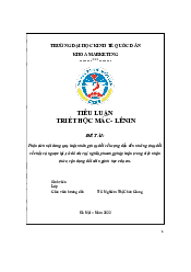 Tiểu luận triết - Tiểu luận triết về quy luật những thay đổi về lượng dẫn đến những thay đổi về| Đại Học Kinh Tế Quốc Dân