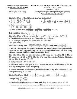 Đề giao lưu HSG Toán 7 lần 2 năm 2023 – 2024 cụm CM số 6 Nga Sơn – Thanh Hóa
