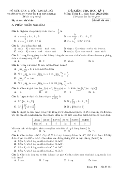 Đề học kỳ 1 Toán 11 năm 2023 – 2024 trường Nguyễn Thị Minh Khai – Hà Nội