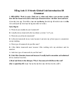 Giải Tiếng Anh 11 Unit Introduction IB Grammar | Friends Global