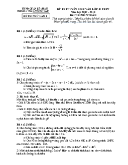 Đề thi tuyển sinh lớp 10 THPT năm học 2017 – 2018 môn Toán sở GD và ĐT Bắc Ninh