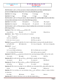 TOP 10 đề thi thử THPT quốc gia Tiếng Anh 2019-2020 có (đáp án-tập 2)
