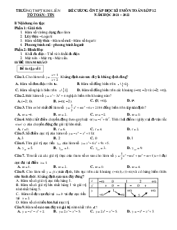 Đề cương ôn tập học kì 1 Toán 12 năm 2021 – 2022 trường THPT Kim Liên – Hà Nội