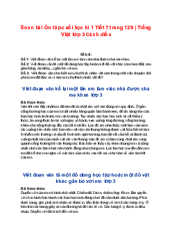 Soạn bài Ôn tập cuối học kì 1 Tiết 7 trang 129 | Tiếng Việt lớp 3 Cánh diều