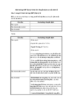 Giải bài tập SBT Địa Lý 12 bài 20: Chuyển dịch cơ cấu kinh tế