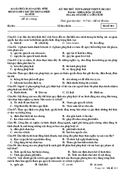 Đề thi thử THPT Quốc gia 2022 môn GDCD lần 1 trường THPT Nguyễn Trung Thiên, Hà Tĩnh