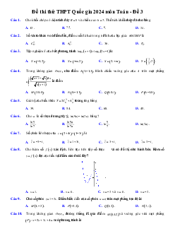 Đề thi thử THPTQG môn Toán năm 2024 bám sát đề minh họa - Đề 3