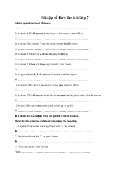 Bài tập về How far is it lớp 7