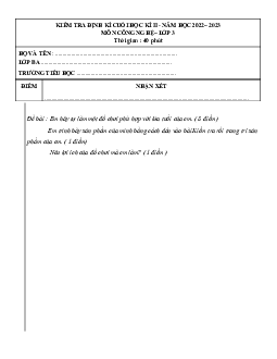 Đề thi học kì 2 môn Công Nghệ 3 năm 2022 - 2023 (Đề 3) | Cánh diều